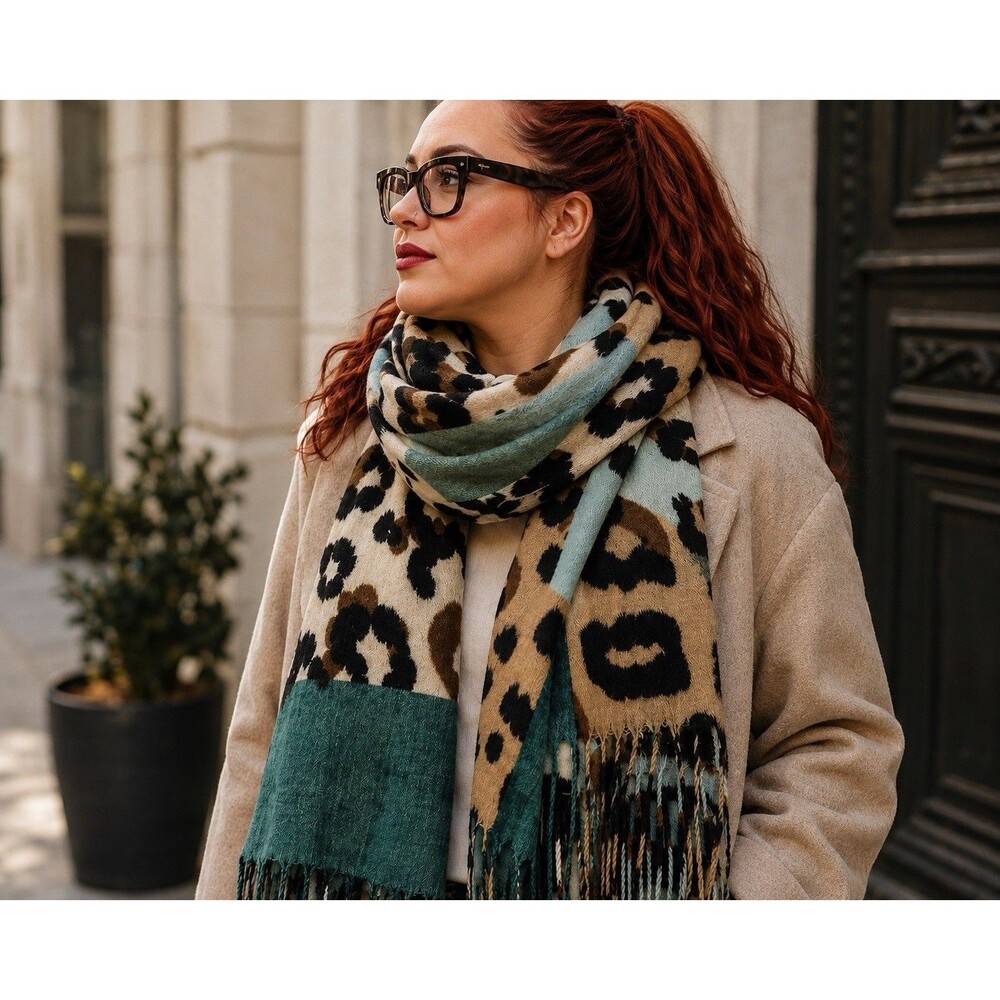 Women’s Leopard Print Scarf 62x28 Lightweight Chiffon Shawl Wrap Animal Print - Picture 5 of 5